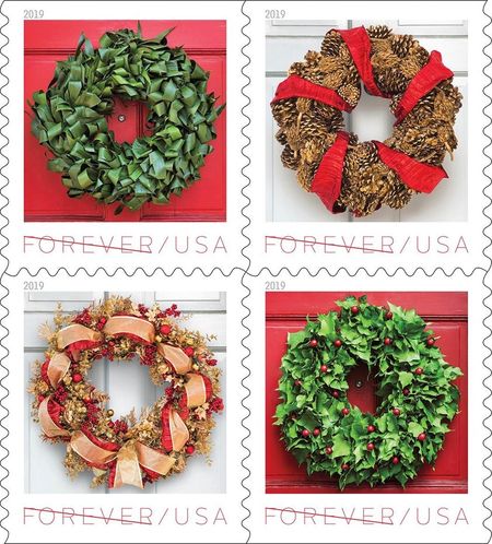 100 Christmas Wreath Forever Stamps Unused Holiday Postage For Mailing hot